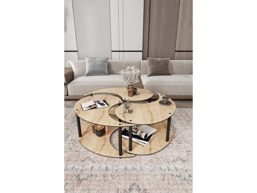 Couchtisch-Set aus Holz "Yin" 70 x 70 x 38 cm - Eiche