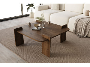 Holz Couchtisch "Woog" 90 x 90 x 35 cm - Nussbaum 2