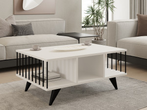 Couchtisch aus Holz "Bert" - 90 x 60 x 40 cm - Weiß 2