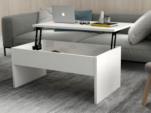 Couchtisch mit Aufbewahrungsbox aus Holz "Akilli" - 90 x 52 x 45 cm - Weiß 2