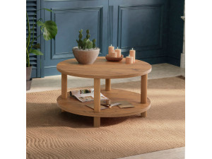 Runder Couchtisch aus Holz "Roby" - 70 x 70 x 43 cm - Braun 2