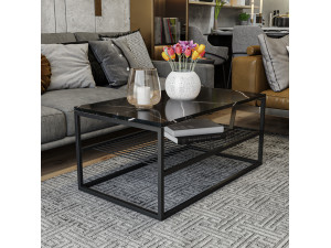 Couchtisch aus Holz "Asude" - 95 x 55 x 42 cm - Schwarz 2