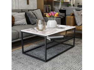 Couchtisch aus Holz "Asude" - 95 x 55 x 42 cm - Weiß 2