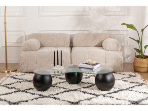 Couchtisch aus Glas "Sphere" - 120 x 70 x 30 cm - Schwarz 2