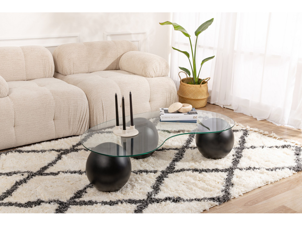 Couchtisch aus Glas "Sphere" - 120 x 70 x 30 cm - Schwarz