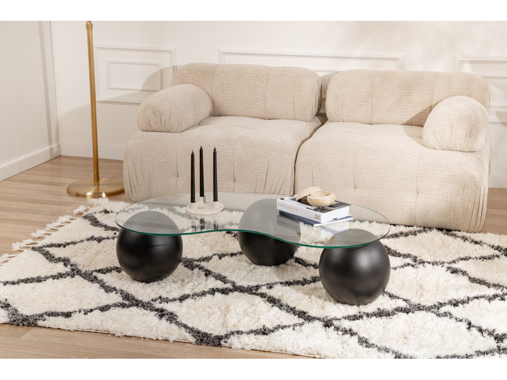 Couchtisch aus Glas "Sphere" - 120 x 70 x 30 cm - Schwarz