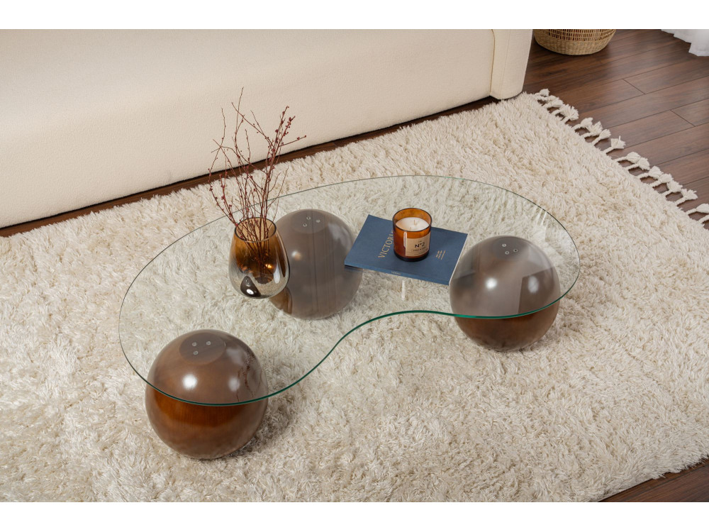 Couchtisch aus Glas "Sphere" - 120 x 70 x 30 cm - Braun