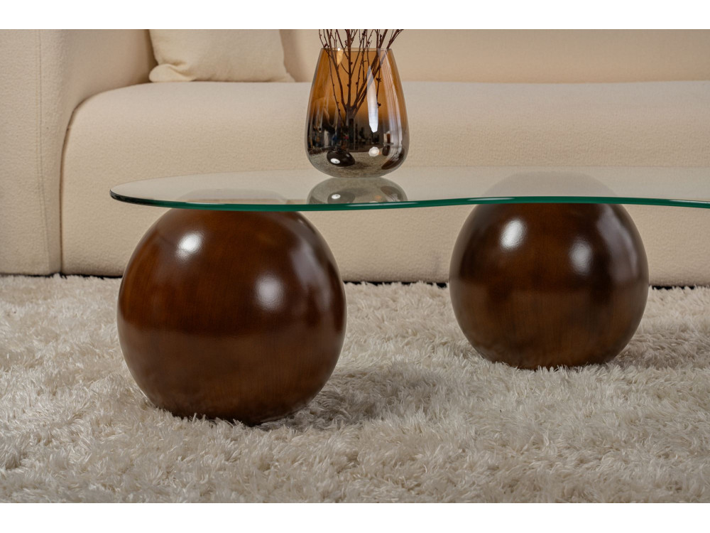 Couchtisch aus Glas "Sphere" - 120 x 70 x 30 cm - Braun