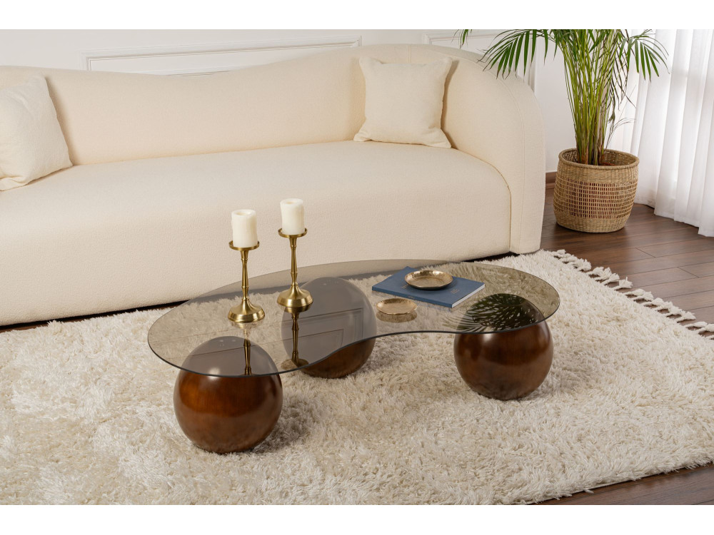 Couchtisch aus Glas "Sphere" - 120 x 70 x 30 cm - Braun