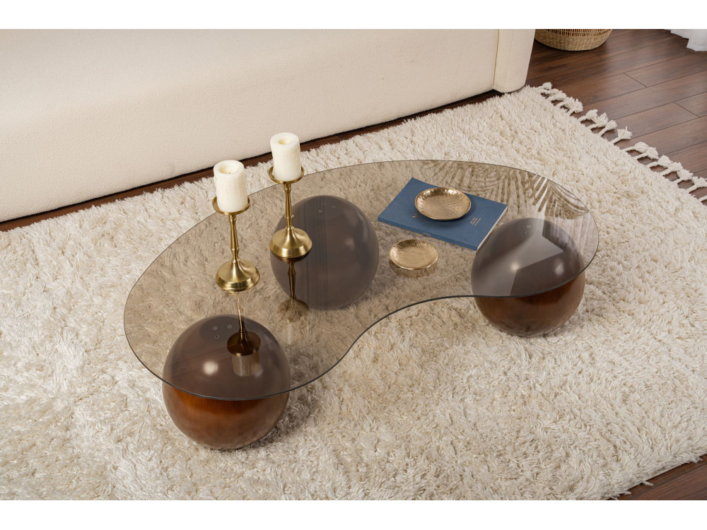 Couchtisch aus Glas "Sphere" - 120 x 70 x 30 cm - Braun