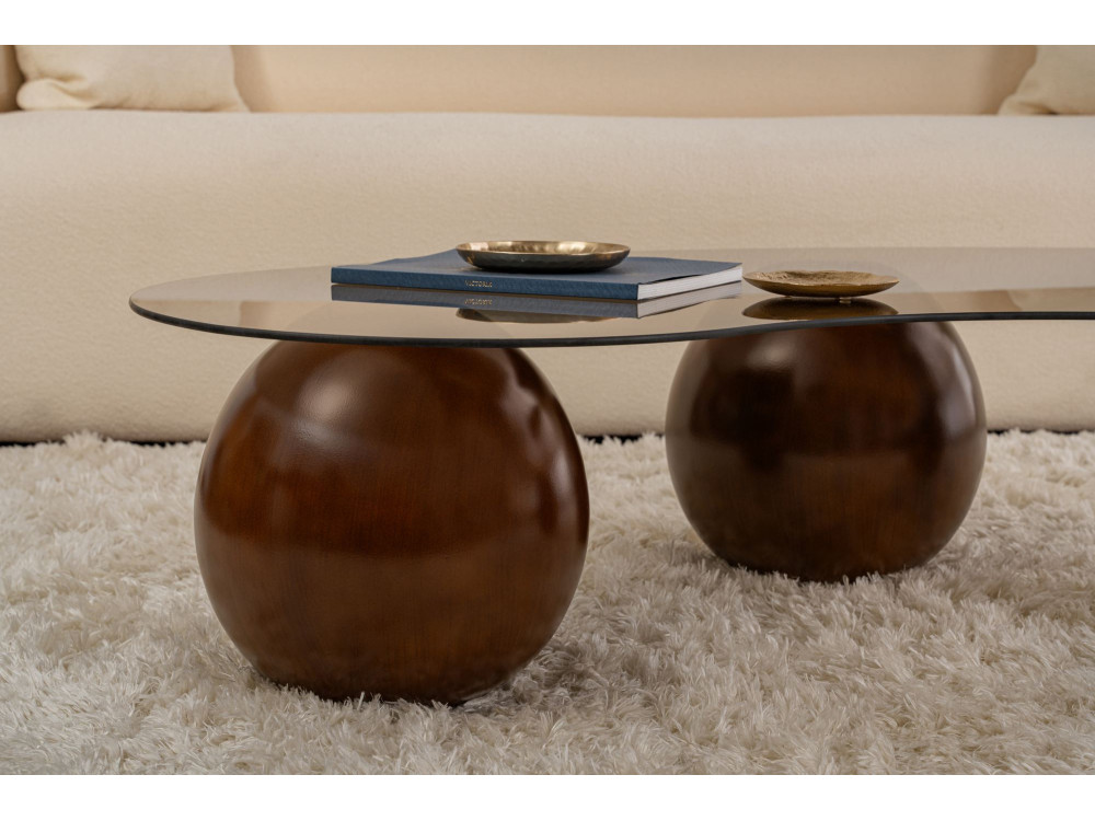 Couchtisch aus Glas "Sphere" - 120 x 70 x 30 cm - Braun
