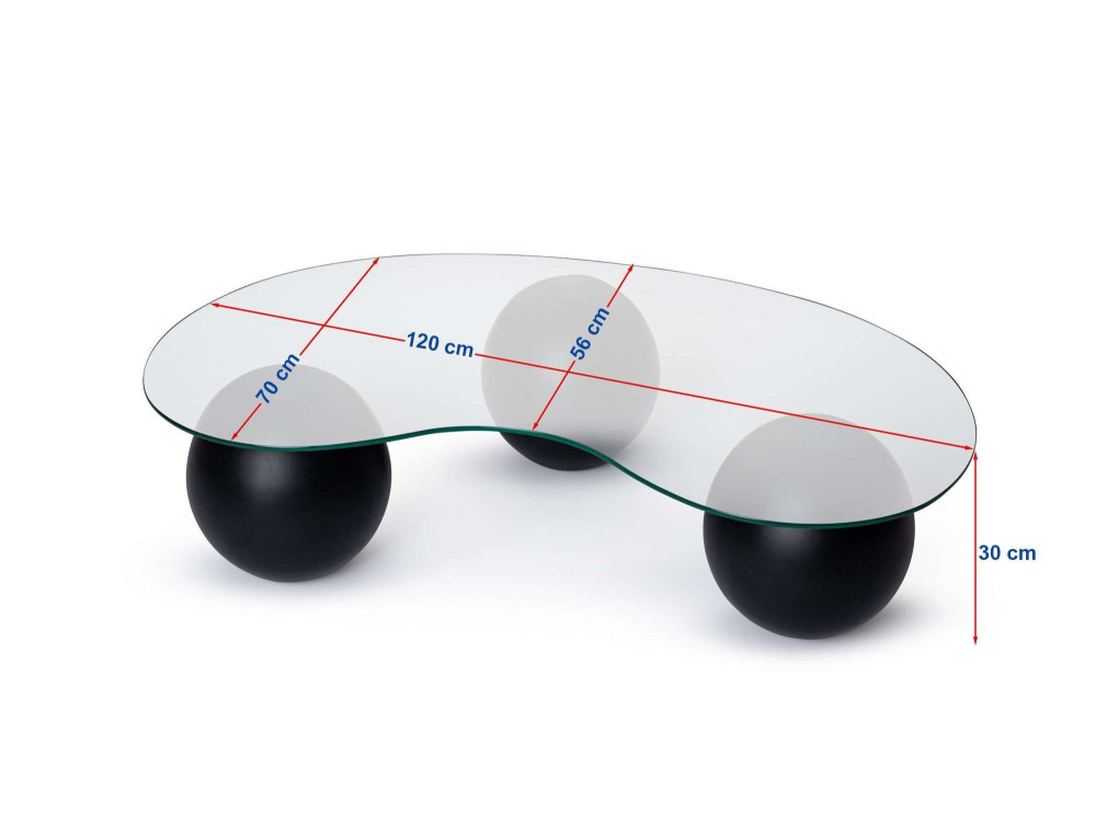Couchtisch aus Glas "Sphere" - 120 x 70 x 30 cm - Braun