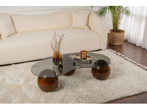 Couchtisch aus Glas "Sphere" - 120 x 70 x 30 cm - Braun 2