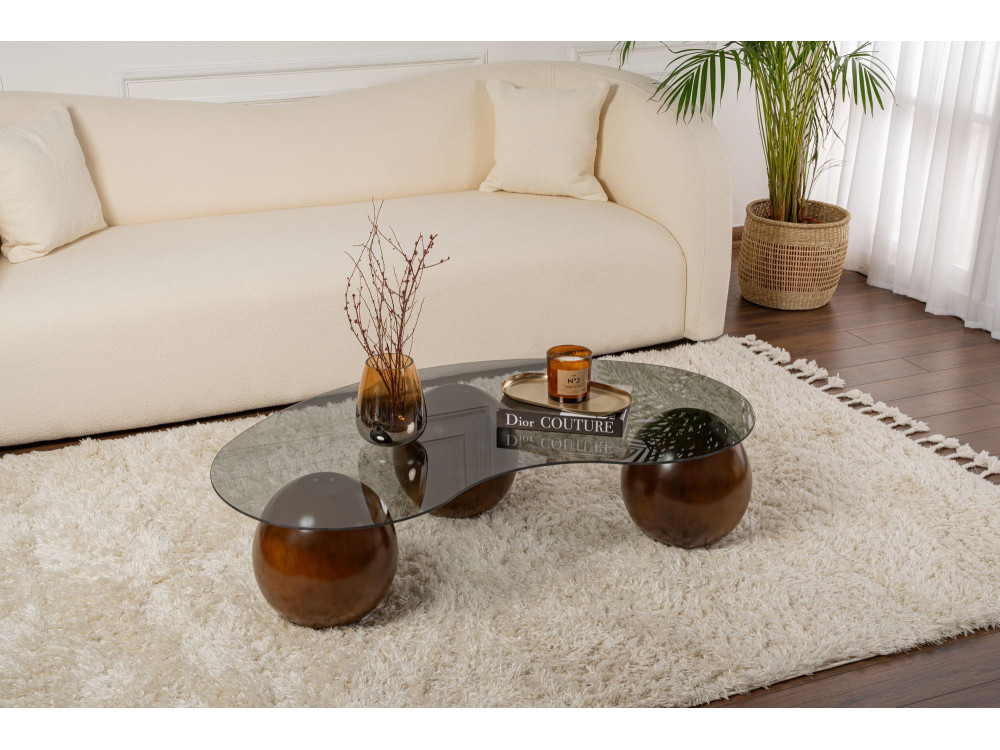 Couchtisch aus Glas "Sphere" - 120 x 70 x 30 cm - Braun