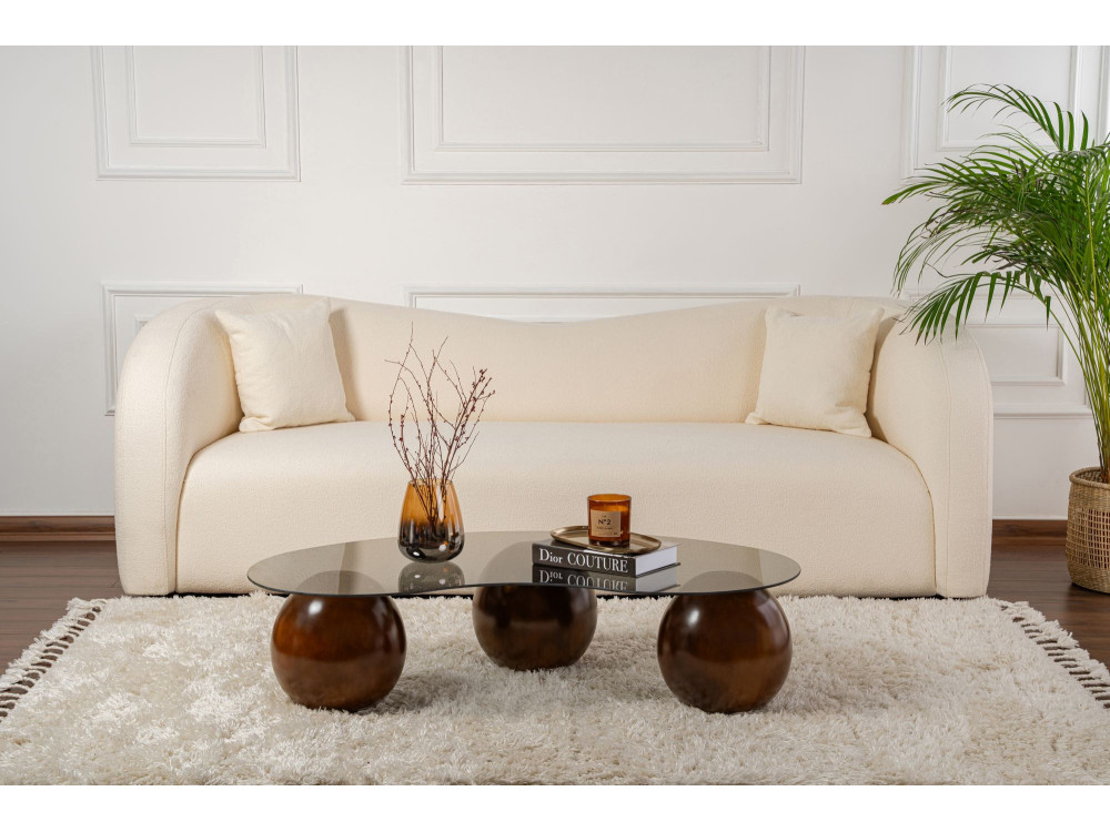 Couchtisch aus Glas "Sphere" - 120 x 70 x 30 cm - Braun