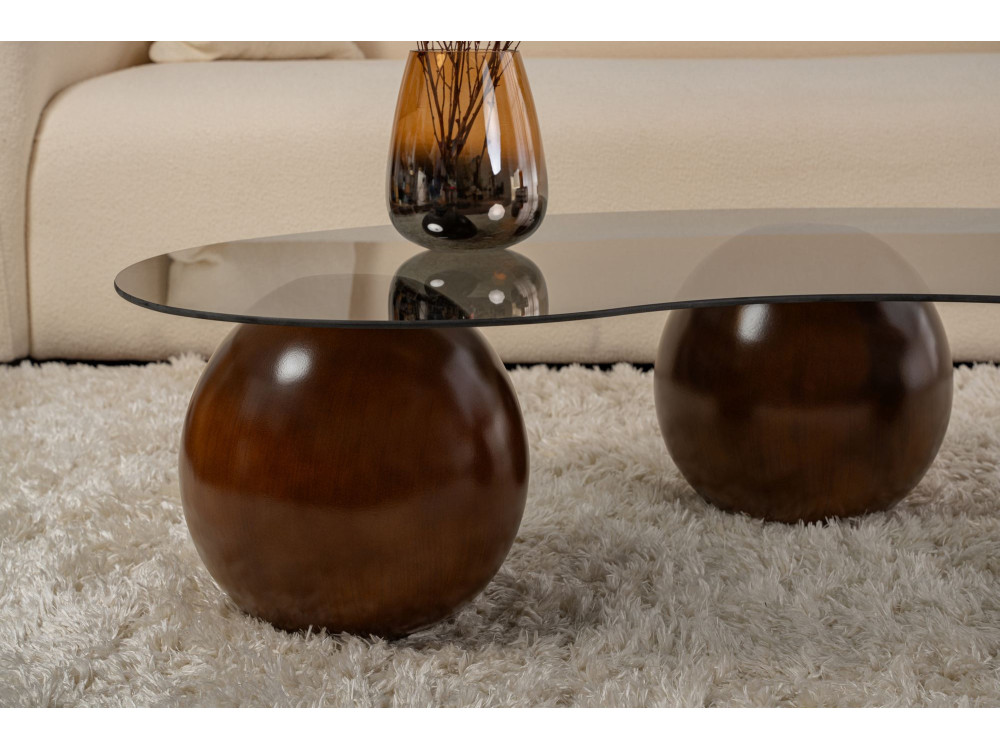 Couchtisch aus Glas "Sphere" - 120 x 70 x 30 cm - Braun
