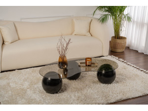 Couchtisch aus Glas "Sphere" - 120 x 70 x 30 cm - Schwarz 2