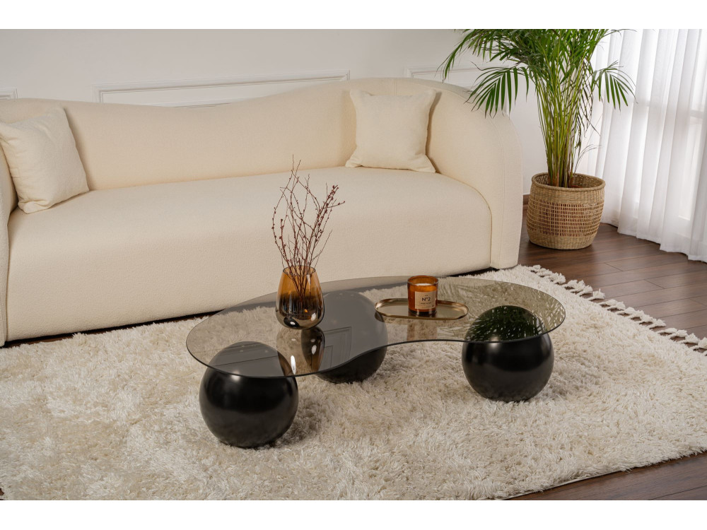 Couchtisch aus Glas "Sphere" - 120 x 70 x 30 cm - Schwarz