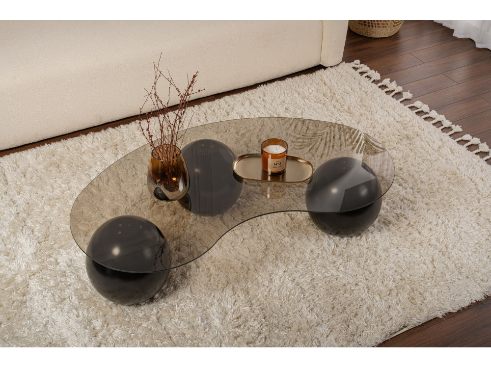 Couchtisch aus Glas "Sphere" - 120 x 70 x 30 cm - Schwarz