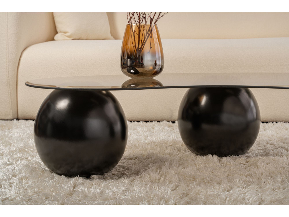 Couchtisch aus Glas "Sphere" - 120 x 70 x 30 cm - Schwarz