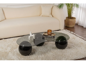 Couchtisch aus Glas "Sphere" - 120 x 70 x 30 cm - Schwarz 2