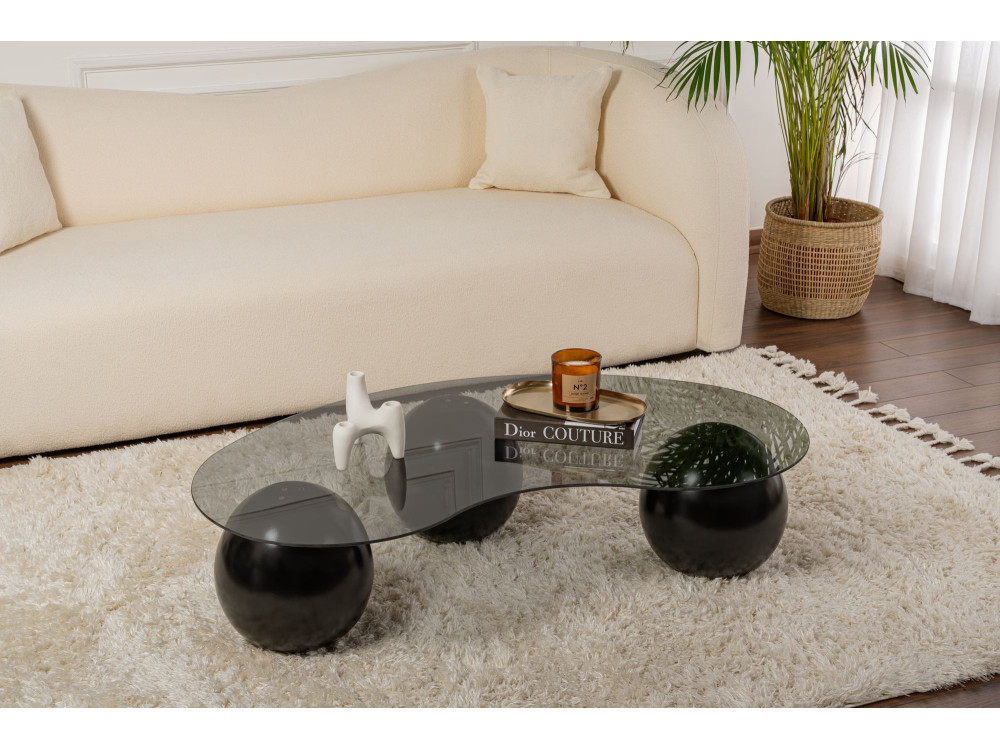 Couchtisch aus Glas "Sphere" - 120 x 70 x 30 cm - Schwarz