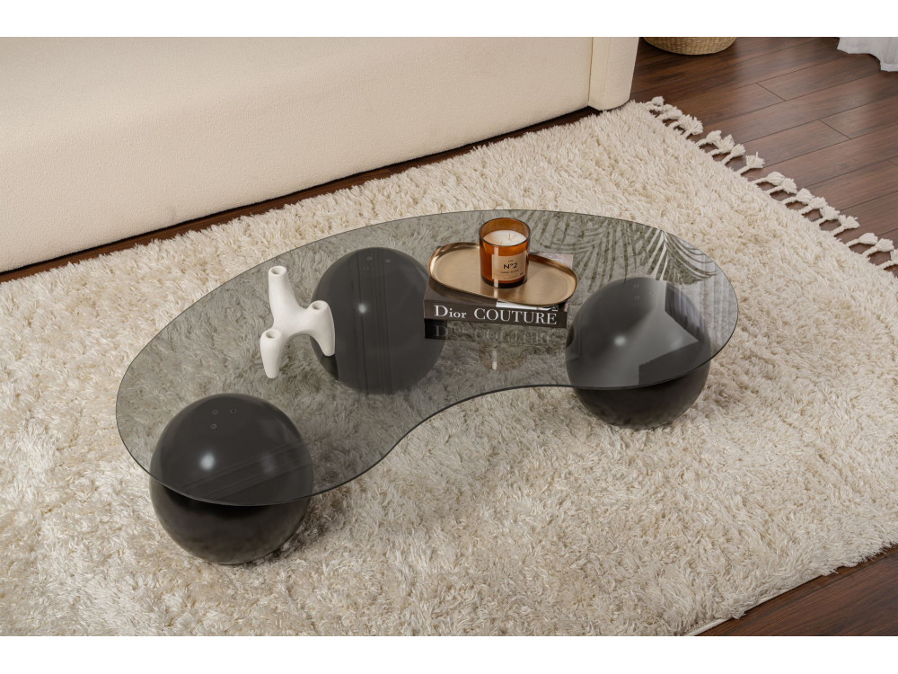Couchtisch aus Glas "Sphere" - 120 x 70 x 30 cm - Schwarz