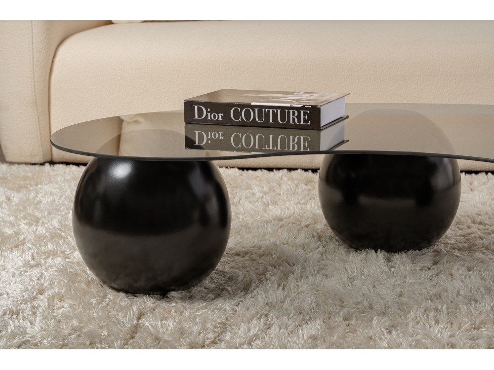 Couchtisch aus Glas "Sphere" - 120 x 70 x 30 cm - Schwarz