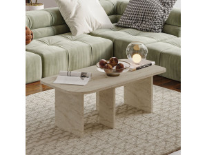 Couchtisch-Set aus Holz "Iris" - 90 x 45 x 35 cm - Travertin 2