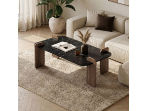 Couchtisch aus Holz "Fuchs" - 120 x 60 x 35 cm - Schwarz 2