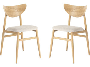 Satz von 2 skandinavischen Esszimmerstühlen aus Holz "Lumbra" - Beige