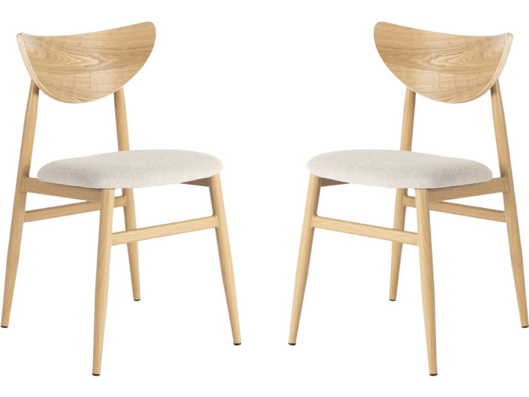 Satz von 2 skandinavischen Esszimmerstühlen aus Holz "Lumbra" - Beige