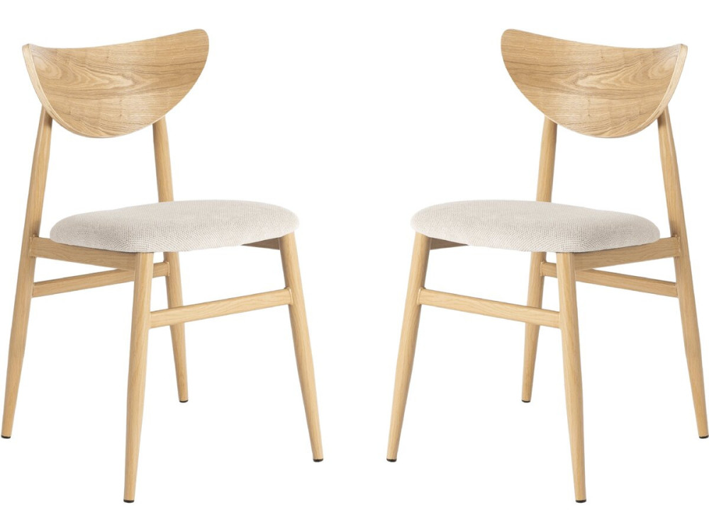 Satz von 2 skandinavischen Esszimmerstühlen aus Holz "Lumbra" - Beige