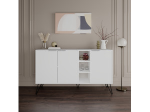 Holzbuffet "Clara" - 142 x 35 x 83 cm - Weiß 2