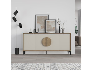 Anrichte aus Holz "Gora Wide" - 180 x 36 x 82 cm - Creme 2