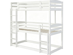 Holz-Etagenbett mit Treppe „Sephora“ – 90 x 190 cm – Weiß