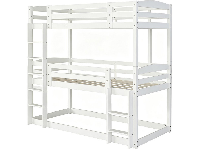 Holz-Etagenbett mit Treppe „Sephora“ – 90 x 190 cm – Weiß
