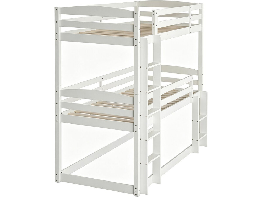 Holz-Etagenbett mit Treppe „Sephora“ – 90 x 190 cm – Weiß