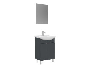 Waschtisch-Set mit Spiegel (2-teilig) „Purus 55“ – 55 x 2 x 83 cm – Anthrazit matt