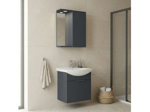 Waschtisch-Set mit Spiegel (2-teilig) „Purus 55“ – 55 x 50 x 58 cm – Anthrazit matt 2