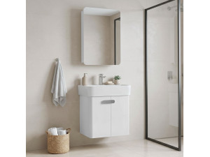 Waschtisch-Set mit Spiegel (2-teilig) „Orbit 55“ – 55 x 38 x 62 cm – Weiß 2