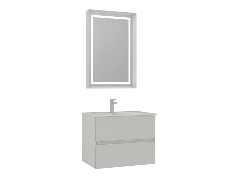 Waschtisch-Set mit Spiegel (2-teilig) „Nest 71 v2“ – 71 x 51 x 55 cm – Matt-Kaschmir