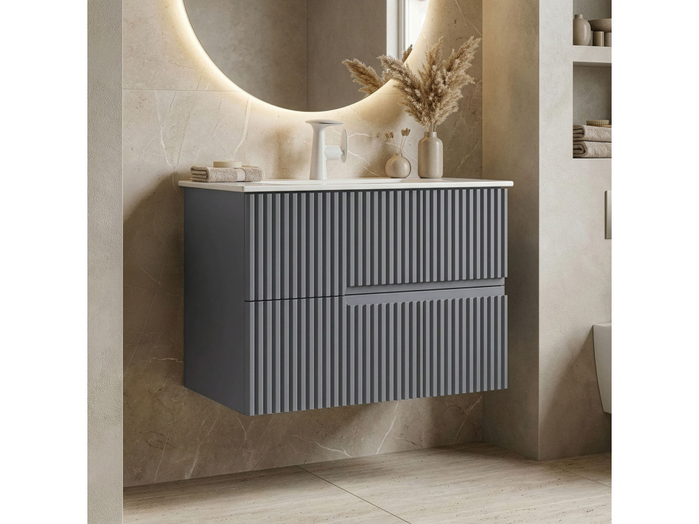 Waschtischunterschrank „Moonlight 70 v2“ – 71 x 51 x 51 cm – Mattgrau