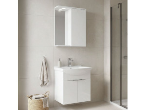 Waschtisch-Set mit Spiegel (2-teilig) „Purus 55“ – 55 x 50 x 58 cm – Weiß 2
