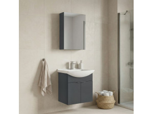Waschtisch-Set mit Spiegel (2-teilig) „Purus 55“ – 55 x 50 x 58 cm – Anthrazit matt 2
