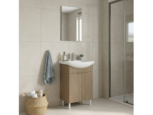 Waschtisch-Set mit Spiegel (2-teilig) „Purus 55“ – 55 x 2 x 83 cm – Eiche 2