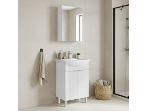 Waschtisch-Set mit Spiegel (2-teilig) „Purus 55“ – 55 x 50 x 83 cm – Weiß 2