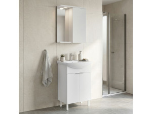 Waschtisch-Set mit Spiegel (2-teilig) „Purus 55“ – 55 x 50 x 83 cm – Weiß 2