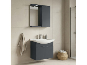 Waschtisch-Set mit Spiegel (2-teilig) „Purus 65“ – 65 x 50 x 58 cm – Anthrazit matt 2