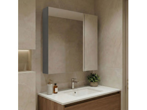 Badezimmerschrank mit Spiegel „Nuvola 60 v2“ – 66 x 16 x 60 cm – Grau 2